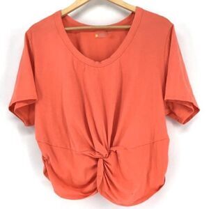 Zella Orange Coral Knot Wrap Short Sleeve Tee